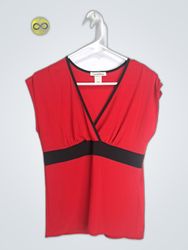 Carol Rose Red Sleeveless V-Neck Blouse
