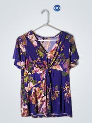 Daisy Fuentes Purple Floral Printed Blouse