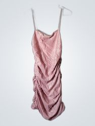Pink Shimmery Ruched Mini Dress