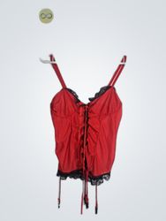 Nan Flower Red Lace-Up Bustier