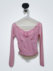 Aeropostale Pink Lace Long Sleeve Blouse