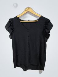 MINE Black Ruffle Sleeve Blouse