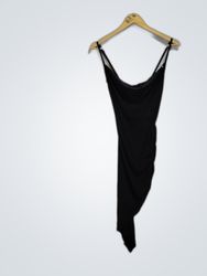 Black Spaghetti Strap Draped Mini Dress