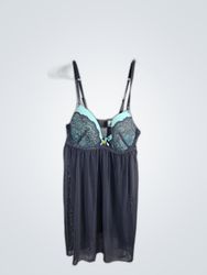 Lace Trim Camisole Nightie in Gray and Mint