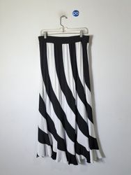 Liz Jordan Black and White Striped Maxi Skirt