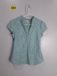Striped Short Sleeve Blouse