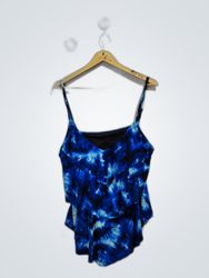 Unbranded Blue Tie-Dye Ruffled Tank Top