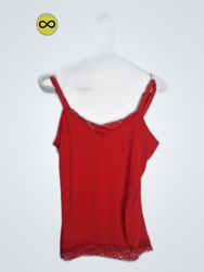 Susan Graver Red Lace Trim Camisole