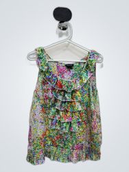 Spense Printed Ruffle Blouse