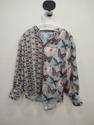 Printed Butterfly Long Sleeve Blouse