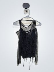 Unbranded Black Sheer Mesh Blouse