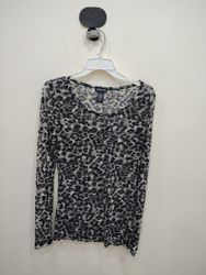 Wet Seal Sheer Leopard Print Long Sleeve Blouse