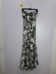 Unbranded Black and White Floral Strapless Party D..