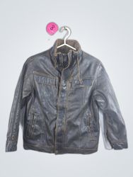 Vintage Leather Jacket with Fur Collar