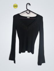 WOW Couture Black Bell Sleeve Knit Top