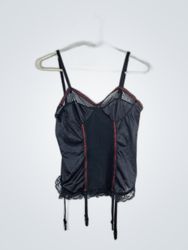 Black Corset Top with Red Trim