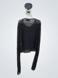 Edited Black Sheer Sequined Blouse