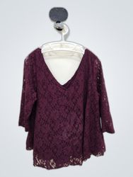 American Eagle Purple Lace V-Neck Blouse