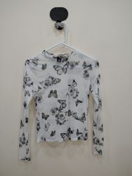 Butterfly Print Long-Sleeve Top