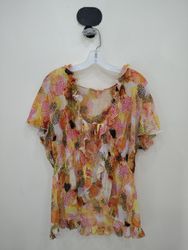 Cato Printed Ruffle Blouse