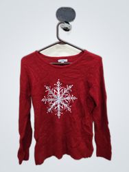 Croft & Barrow Red Snowflake Knit Sweater
