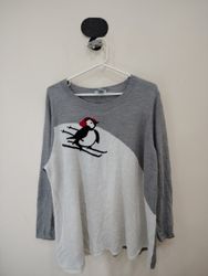 Gray Sweater with Penguin Design
