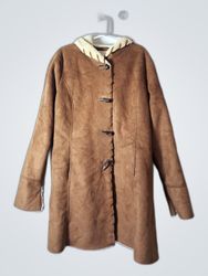 Coldwater Creek Brown Faux Suede Hooded Coat