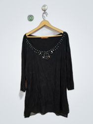 Bellini Black Beaded Sheer Blouse