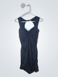 Black Ruched Lace Mini Dress