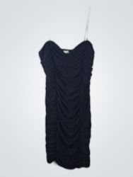 Black Strapless Ruched Mini Dress