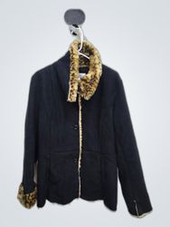 Liz Claiborne Black Fur Trim Coat