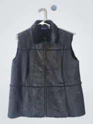 Relativity Black Suede Fur Trim Gilet