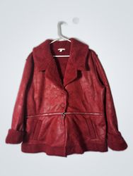 Grey by JSL Red Faux Leather Jacket