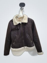 River Island Faux Leather Shearling Collar Jacket