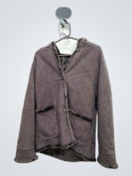 Unbranded Hooded Suede Jacket with Fur Trim