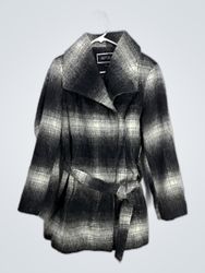 Apt. 9 Gray Plaid Belted Coat