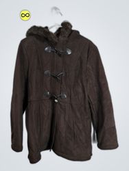 Unbranded Brown Suede Hooded Toggle Jacket