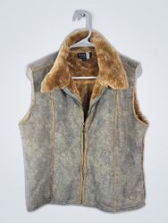Barre Authentic Brown Suede Fur Collar Vest