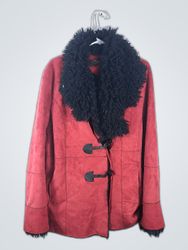 Red Faux Fur Trimmed Coat