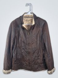 Brown Leather Jacket with Fur Lining