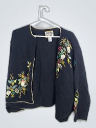 Heirloom Collectibles Black Embroidered Sweater