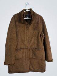 MAKSA Brown Suede Shearling Lined Jacket