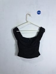 Rue21 Black Ruched Mesh Top