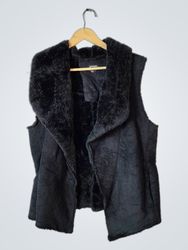 SIONI Black Faux Fur Lined Vest