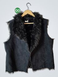 Jennifer Lopez Black Faux Fur Vest