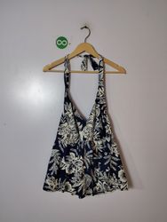 Kim Rogers Curvy Navy Floral Halter Top