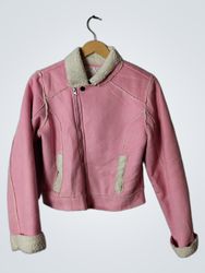 Justice Pink Suede Sherpa Lined Jacket