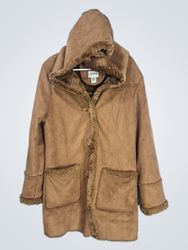 St. John's Bay Women's Brown Faux Suede Hooded Coa..