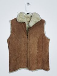Ruff Hewn Brown Suede Sherpa Lined Vest