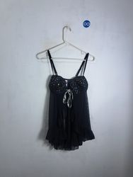 Victoria's Secret Black Embellished Babydoll Linge..